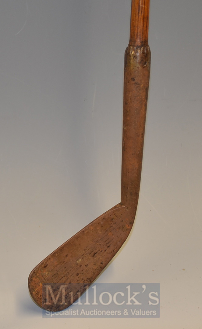An Early Blacksmiths Made Concave Faced Driving Iron with 6” hosel and heavy deep knurling, the - Image 3 of 3