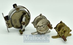 Selection of reels, To include French Cador brass and alloy, twin handles, brass line guide together