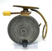P.D Malloch Perth Patent 4” alloy and brass side casting salmon reel - side locking lever with
