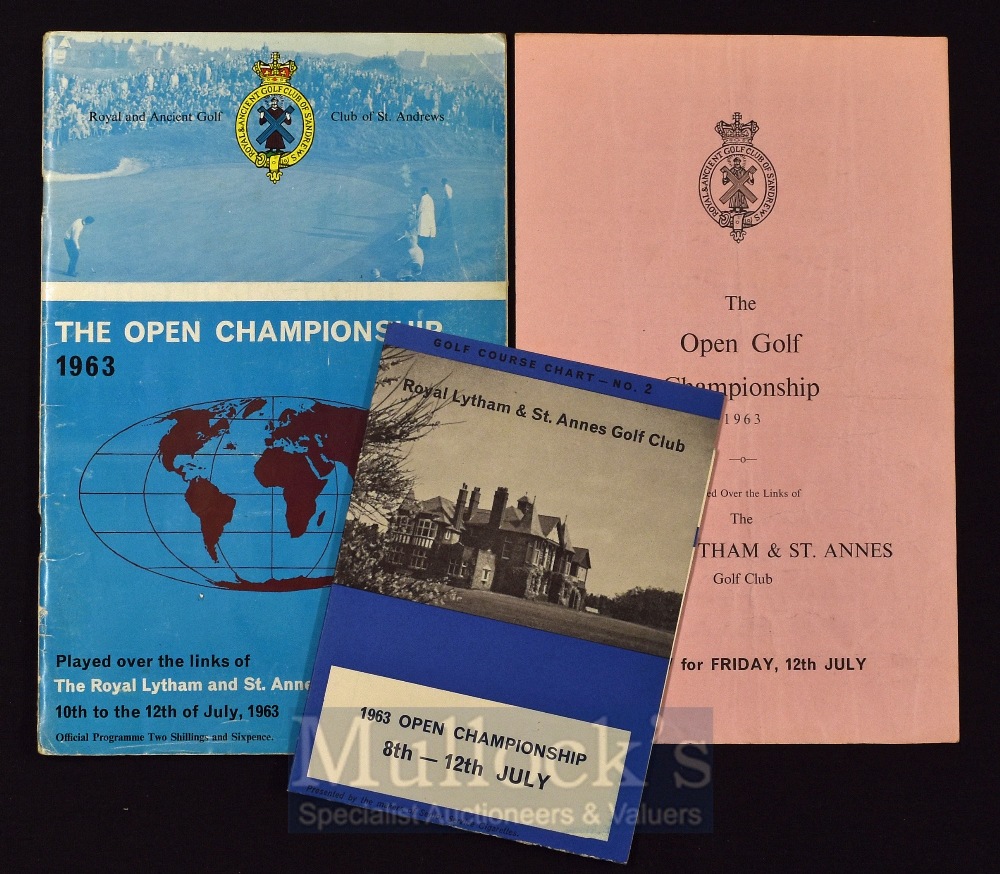 1963 Official Open Golf Championship programme, draw sheet and rare Senior Service Golf Course Chart