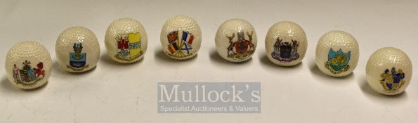 Selection of Crested Ware Bramble Golf Balls: Featuring various towns Nottingham, Royal Burgh of