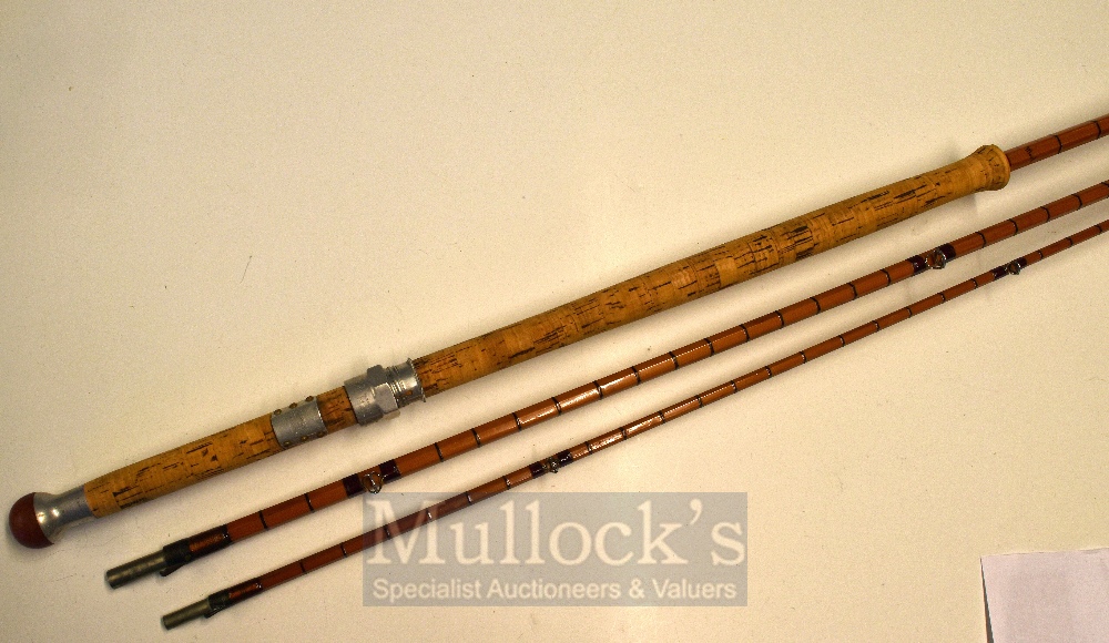 Allcock Rod: Allcocks “The Whippet” 3 piece split cane fly rod with spare tip-red Agate lined butt - Image 3 of 3