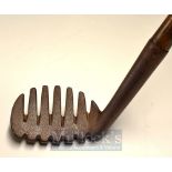 Rare Browns Patent Rake Iron with five upright prongs and five small sole pronged groves, with faint