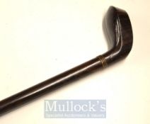 Original unnamed dark stained decorative Sunday golf walking stick – fitted with deep faced drop