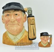 Royal Doulton Golf Character Jugs: Large Golfer D6623 together with small Golfer D6757 (2)