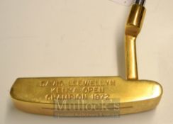 1972 David Llewellyn Gold Plated Ping Presentation Anser Putter unused and inscribed ‘David