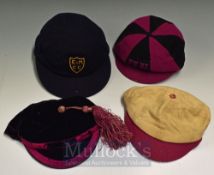 Selection of School Sporting Caps – To include FC XI , E & M CC and 2 other examples all former