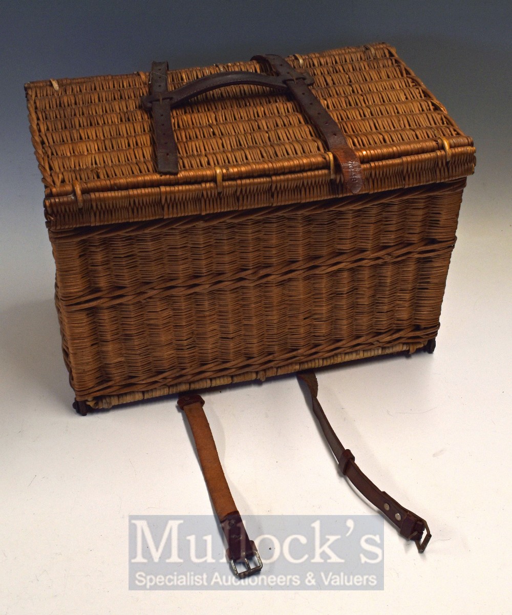 Interesting Wicker Basket – with hinged lid and drop front to reveal to compartments – still - Image 2 of 2