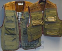 Selection of Snowbee Fishing Vests – Four multi pocket vests 3 having corduroy shoulders sizes 3