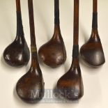 5x Assorted Socket Head Woods to include makers FH Ayres brassie, J Dickson stripe top deep faced
