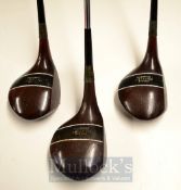 Set of 3x Matching Forgan of St Andrews Parshot Stripe top dark stained Persimmon Woods with