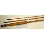 J.K Wheeldon trout fly rod made in 1990 – 9ft 3pc split cane, line 4/5#, in cloth bag and