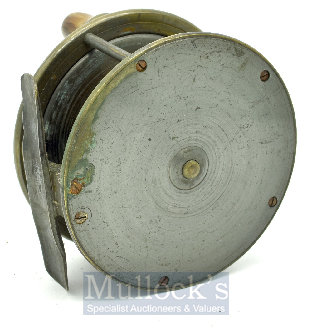 Kelly and Son Dublin 3.75 inch bronzed brass salmon fly reel - brass foot (some knocks to both ends) - Image 2 of 2