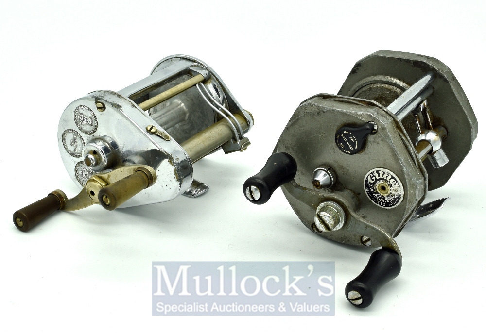 Hardy Elarex multiplier reel, chrome plated, twin handle, level wind brake casting adjuster to rear, - Image 2 of 2