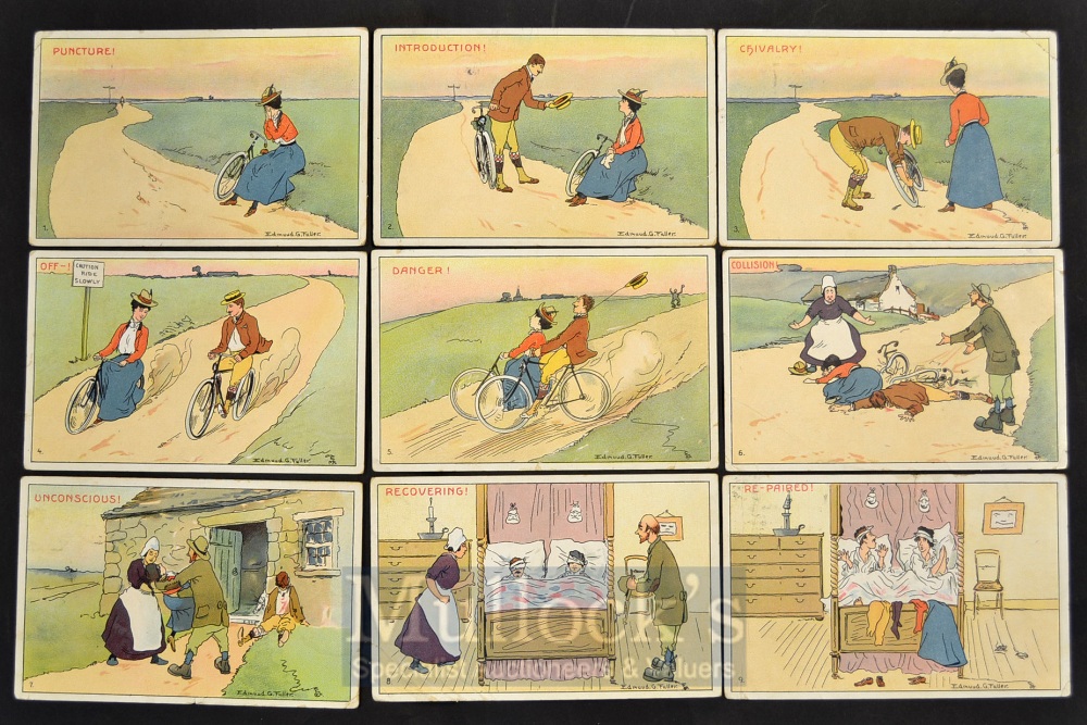 Large collection of early Golfing, Cycling and “The Captain” series humorous postcards from 1903 - Image 3 of 4
