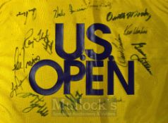 US Open Golf autographed yellow pin flag: signed by 10 Open Champions include Gary Player (’65), Ray