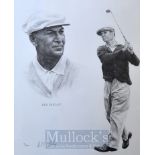 Ben Hogan collage ltd ed drawing signed by the artist – no. 9/850 image 15x 12” mf&g overall 21 x