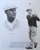 Ben Hogan collage ltd ed drawing signed by the artist – no. 9/850 image 15x 12” mf&g overall 21 x