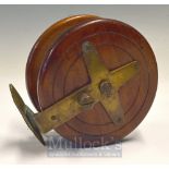 Large Wooden Centre Pin Reel – 6.25” Wooden reel with smooth brass foot , single tapered handle,