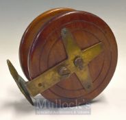 Large Wooden Centre Pin Reel – 6.25” Wooden reel with smooth brass foot , single tapered handle,
