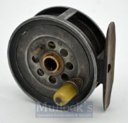 J.B Moscrop Manchester Patent scarce 2 5/8” alloy reel – smooth brass foot (both ends filed) -