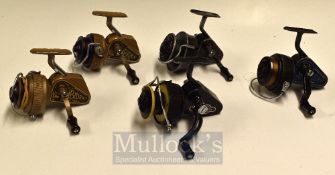 Collection of J.W Young & Sons and Allcocks spinning reels (5): 4x Young’s to incl black Ambidex