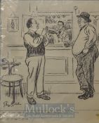 Belcher, George R.A (1875-1947) Two Golfers – original chalk and charcoal drawing signed to the