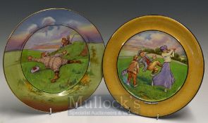 Pair of Humorous Golf Ceramic Plates: Golf Language and Full Swing both by Grimwades 10” diameter (