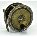 Fine FT Williams Makers 10 Gt Queen St London 4” alloy, ebonite and brass combination fly reel -