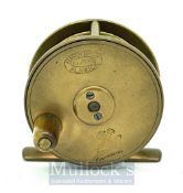 Hardy Birmingham 2 3/8” brass plate wind reel – with makers Rod in Hand and oval logos - original