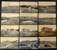 Collection of early 1900’s St Andrews Old Course golfing scene postcards (12) – mostly Valentine