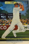 Graeme Hick ‘405 not Out’ Signed Cricket Print a colour limited edition print 72/405 signed by the