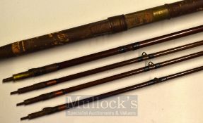 Hardy Rod: Good early Hardy Combination greenheart salmon fly rod with 3x spare tips – 2x 55” and 1x