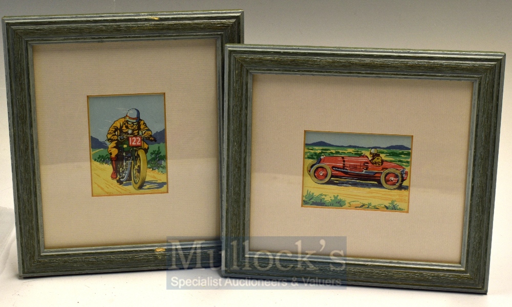 Sports & Pastimes in South Africa - Cigarette cards No 24 Motorcycle Racing and No 23 Motor Car