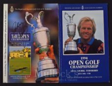 2x 1990’s Official Open Golf Championship programmes each signed by the winner - 1994 played at