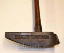 Rare Hardingham’s Patent T-Frame Iron Head Putter stamped with the maker’s clear patent mark along