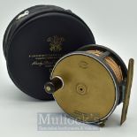 Fine Hardy Perfect 3.75” brass faced alloy salmon fly reel - with makers unbordered oval and