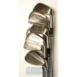 C.1992 9x Cobra TLC Grind Irons fitted with Cobra system shafts and half cord Cobra grips, Nos.