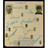 Lancashire Cricket Autographs c.1930s to include Washbrook, Paynter, Oldfield, Hopwood, Booth,