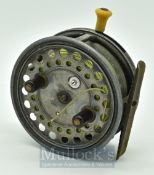 Hardy “Silex Major” 4” alloy drum casting reel, twin black handles and brake lever knob, rim brake