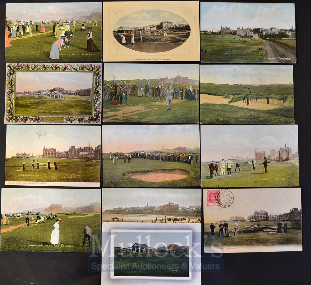 Collection of early 1900’s St Andrews Old Golf Course coloured golfing postcards (13) – to incl