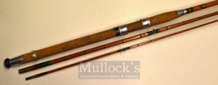 Scarce Allcocks The Super Wizard 11ft 3pc whole cane and split coarse rod – fitted with red agate