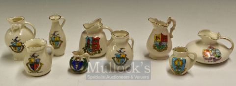 Selection of Crested Ware Pots: Featuring various towns Silloth, Downfield, St Annes on Sea, Bare,