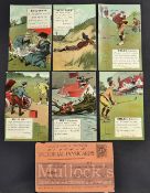 Set of 6x Valentine Series Pictorial Golfing Postcards – titled The Rules of Golf c/w the original