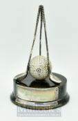 Liverpool Women’s Hospital Cup Trophy: 3 Golf clubs holding the winners Silver King ball, won by