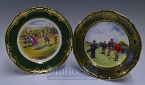 Pair of Spode Golfing Plates: One K Pickin Golf at Blackheath and Antique Golf Series Ni limited