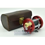 Fine Abu Ambassadeur 6000 level wind multiplier reel and makers case - red end plates - twin