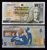 2x Jack Nicklaus Royal Bank of Scotland £5 bank notes - to commemorate Jack Nicklaus 40th Year of