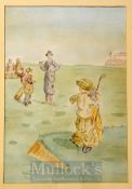 English School “It’s The Plus Fours” water colour - image 13.25” x 9” – overall 23.5 x 19.5”