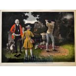 THE PRACTICE SHOT- colour mezzotint of early 1800’s golfing scene strong plate mark – signed in